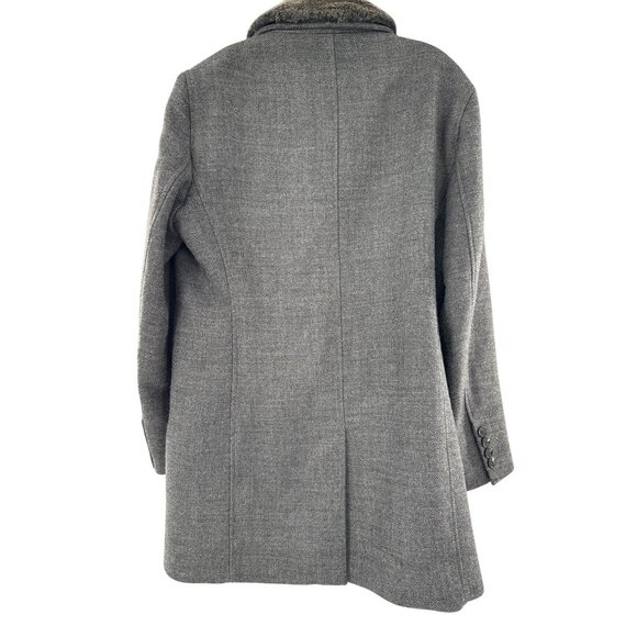 Zara Men Gray Wool Blend Mens Coat With Faux Fur Collar & Button Cuffs - Picture 2 of 12